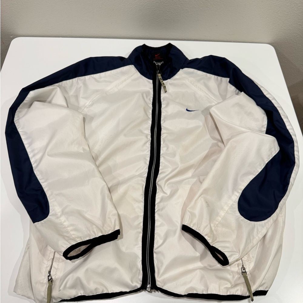 Nike Men's Windbreaker in Cream and Navy